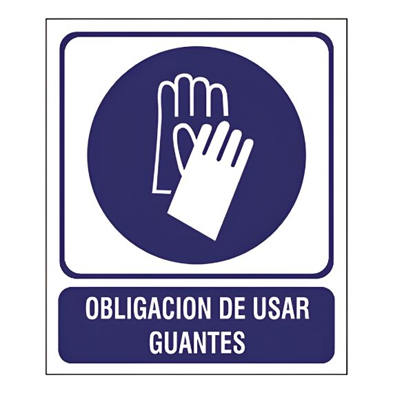 Cartel De Obligación De Usar Guantes De Seguridad X 10 Uds
