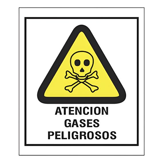 Cartel De Atención Gases Peligrosos X 5 Unid.