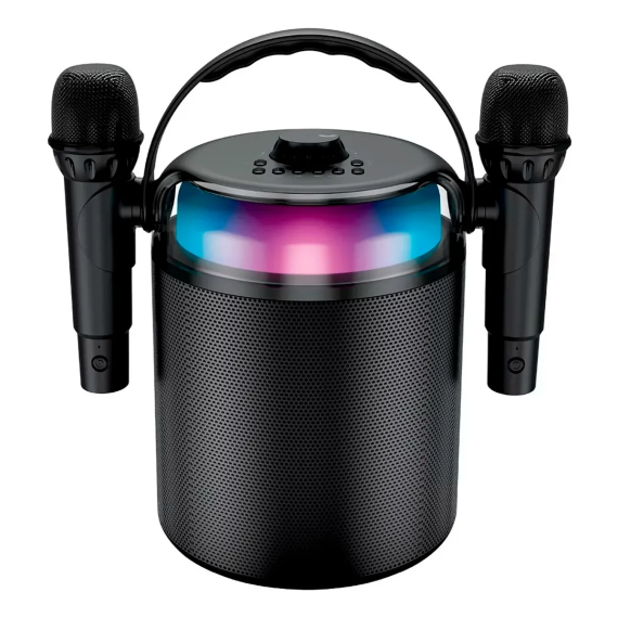 Parlante Portátil Bluetooth Winco 2 Mics Karaoke Radio W264
