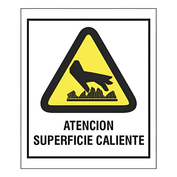 Cartel De Atención Superficie Caliente X 5 Unidades