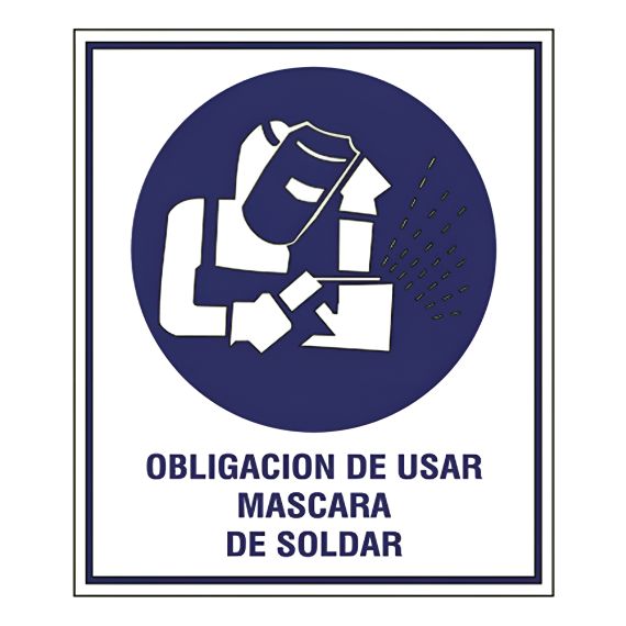 Cartel Obligación Usar Máscara De Soldar 40x45 X 5 Unid.