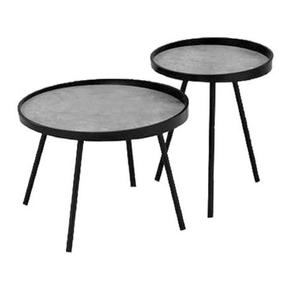 Set 2 Mesas Ratona Símil Piedra Chica 46x53cm Grande 61x43cm
