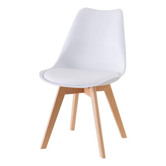 Silla Tulip Poliprop Y Madera Alm Blanco. Ecocuero 48x43x43cm