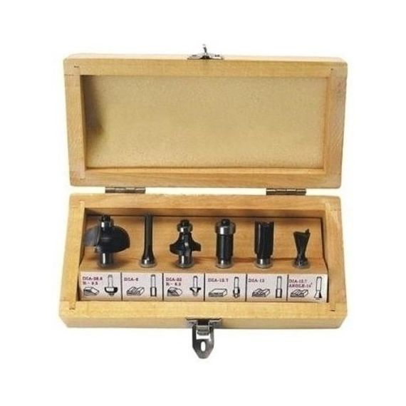 Juego Set Fresas De Widia 6 Piezas Para Router 1/4 Kld380