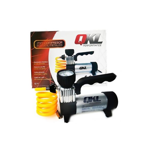 Mini compresor Portátil Metálico QKL Con Manguera Espiralada