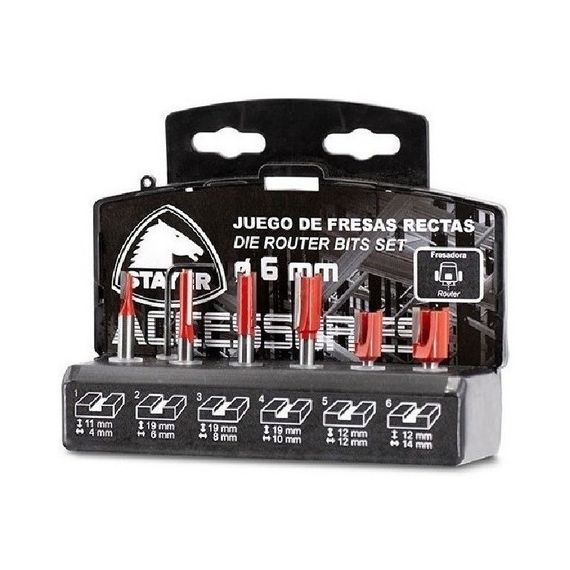 Juego Set Fresas Rectas Stayer 12462 6 Piezas 6 Mm