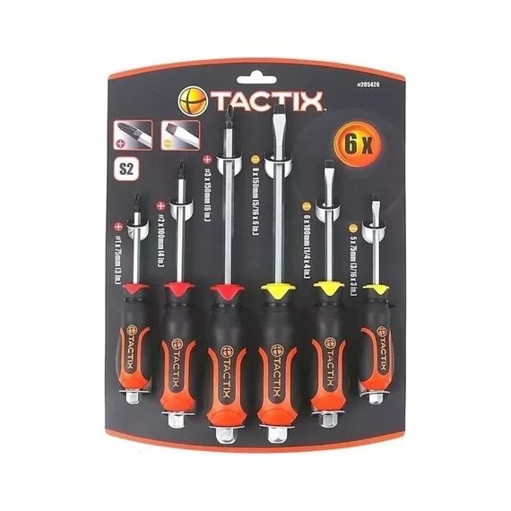 Juego Set Destornilladores Varilla Tactix 6 Piezas Tx205426