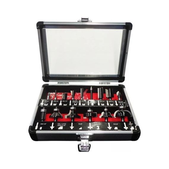 Juego Set De Fresas Kit Router Para Madera 15 Pzs 1/4 6,35mm