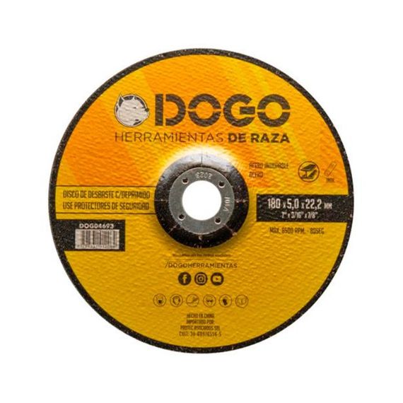 Disco C/ Deprimido P/ Metal 180 x 5.0 x 22.2 Caja X 25 Unidades Dogo