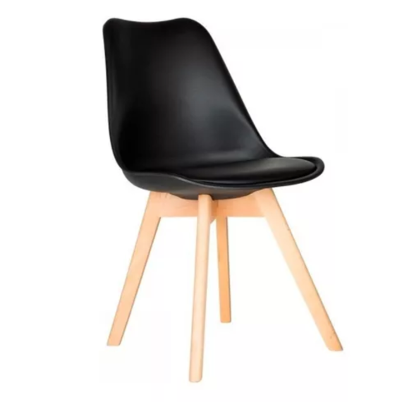 Silla Eames Tulip Con Almohadon Patas Madera Reforzada