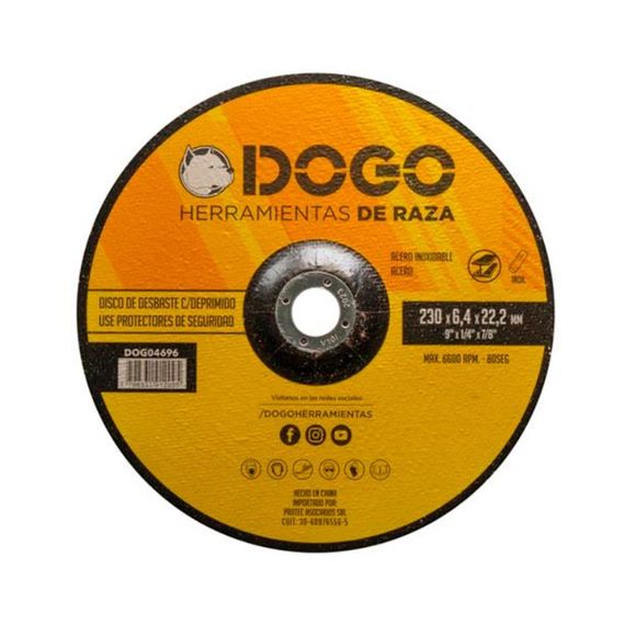 Disco C/ Deprimido P/ Metal 230 x 6.4 x 22.2 Caja X 10 Unidades Dogo