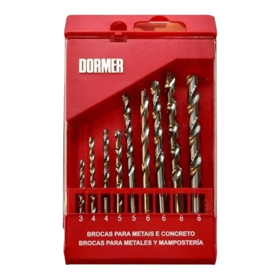 Juego Mechas Dormer Acero Rápido Y Widea 9 Piezas Caja Plástica