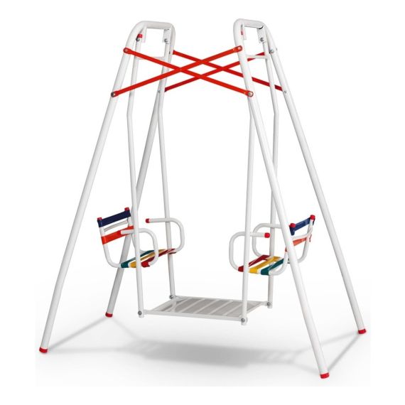 Hamaca P/2 Niños Asiento Con Cinta Pvc Caño De Metal 1 1/2