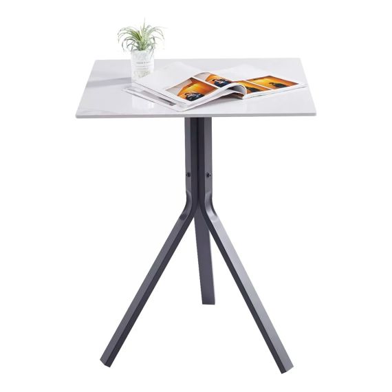 Mesa Bistro Marble 60 Cm Porcelanato C/ Patas Metálicas