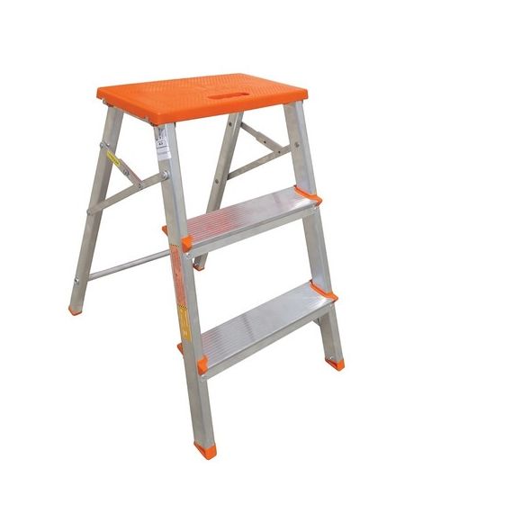 Banco Tijera De Aluminio Doble Plegable 2 Escalones