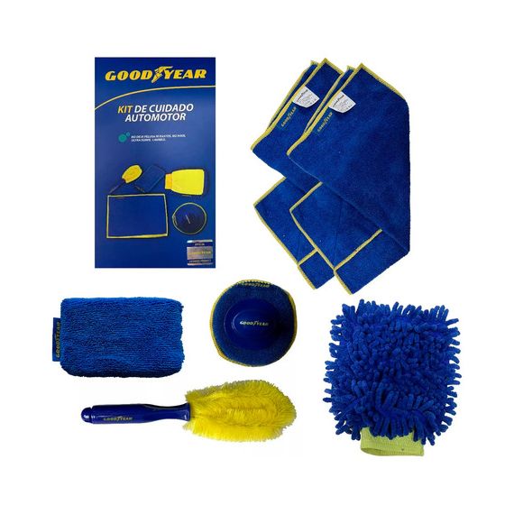 Kit Lavado Auto Esponja Trapo Cepillo Toalla 6 En 1 Goodyear