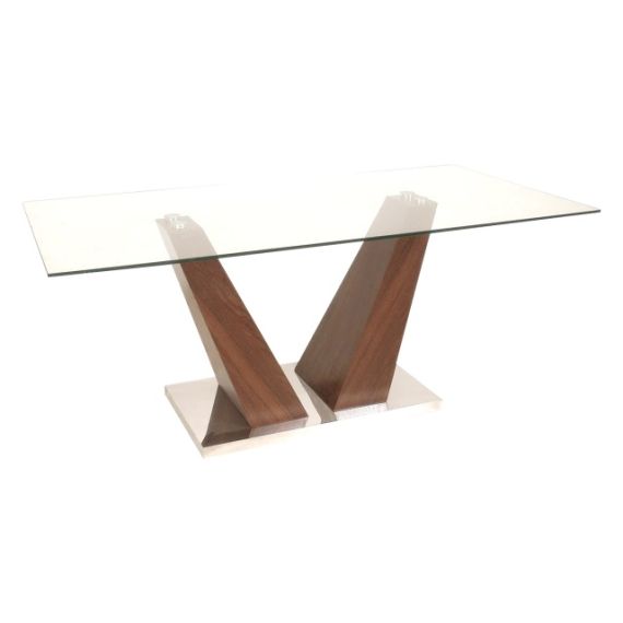 Mesa Hause Wengue Vidrio Y Pata De Madera 1,60x90cm