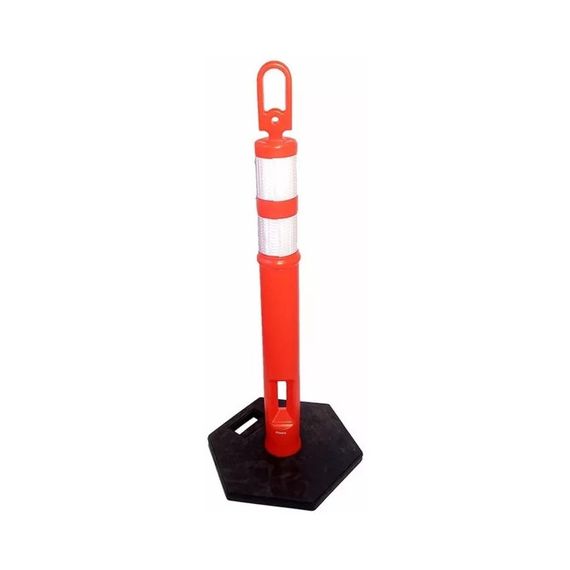 Poste Vial Demarcatorio Naranja Con Cintas Reflectivas