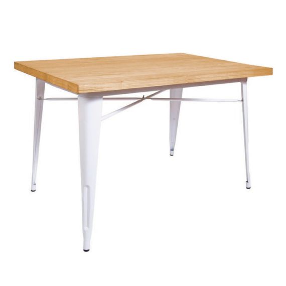 Mesa Tolix Rectangular 120x80m Blanca Madera Clara