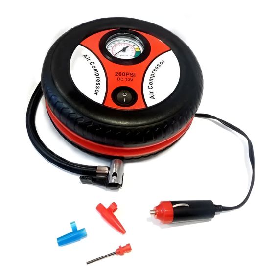 Compresor Forma De Rueda 260 Psi P/ 12v 3 Picos Portátil