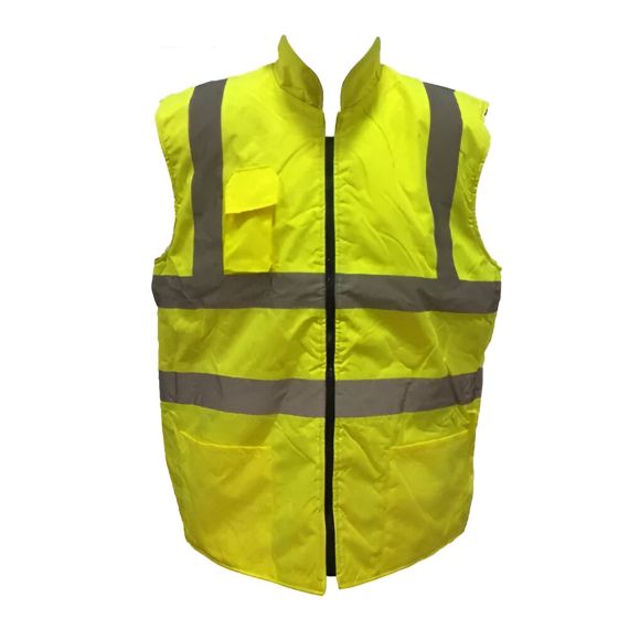 Chaleco Fluo Reversible Con Polar Azul Y Cintas Reflectivas