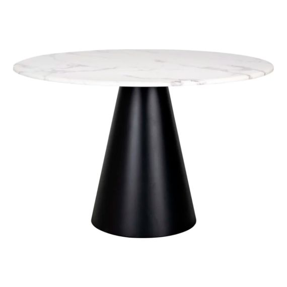 Mesa Neo Stone Neolith Símil Mármol C/ Base De Acero Living