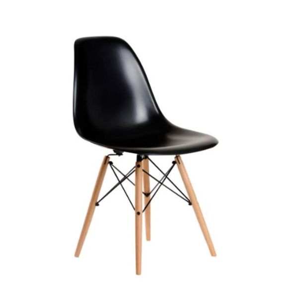 Silla Eames De Plástico Patas Madera 81x42x46 Cm Asiento Abs