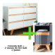 Cómoda Kali 6 Cajones + 2 Mesas De Luz Con Patas