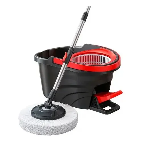 Mopa Giratoria Pedal Centrifugado Balde Escurridor Negro 7l