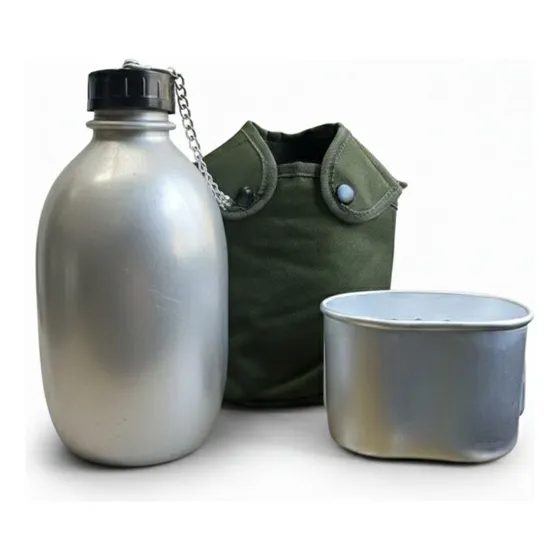 Cantimplora Militar Tactica Aluminio + Marmita 1,3 L
