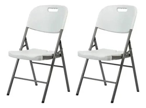 Silla Plegable Reforzada Negro O Blanco X2 Unidades Jardin
