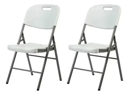 Silla Plegable Reforzada Negro O Blanco X2 Unidades Superior