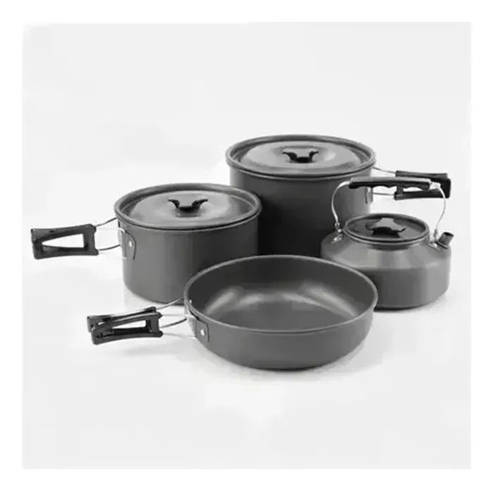 Juego De Ollas Para Camping Plegable 3 En 1 + Tetera Platos - Image 4