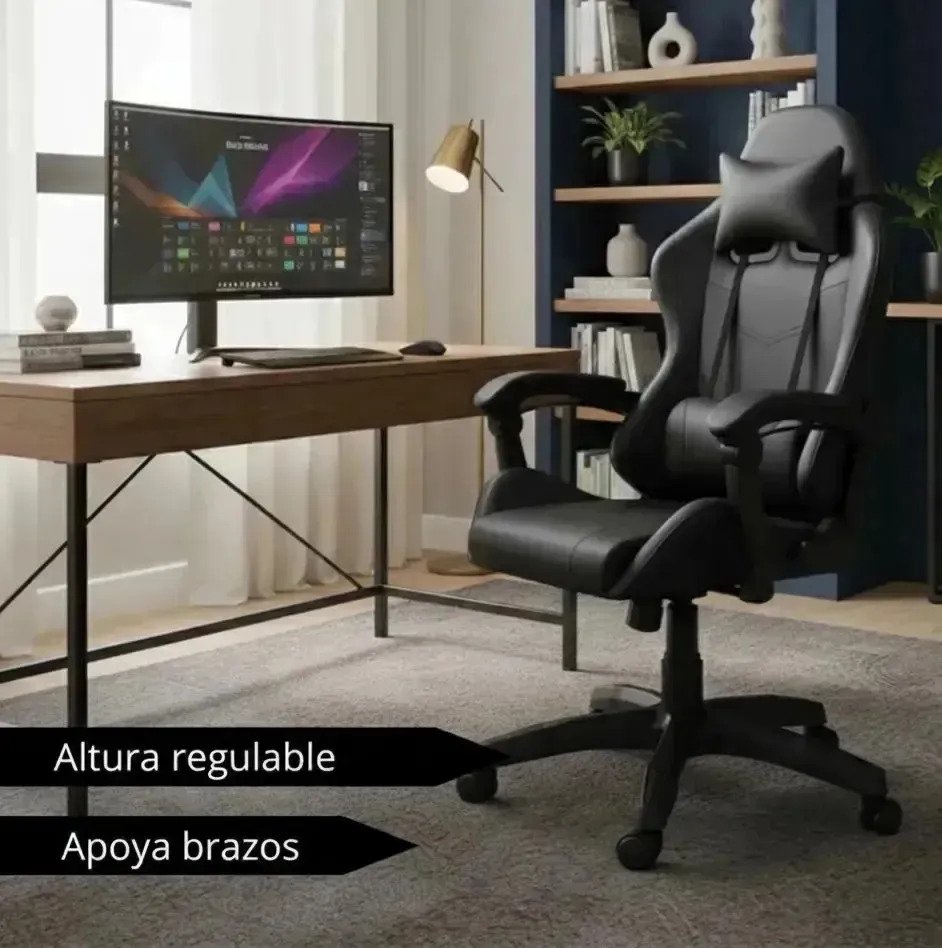 Silla Gamer Ergonómica Oficina Escritorio Pc Gaming Negra - Image 2