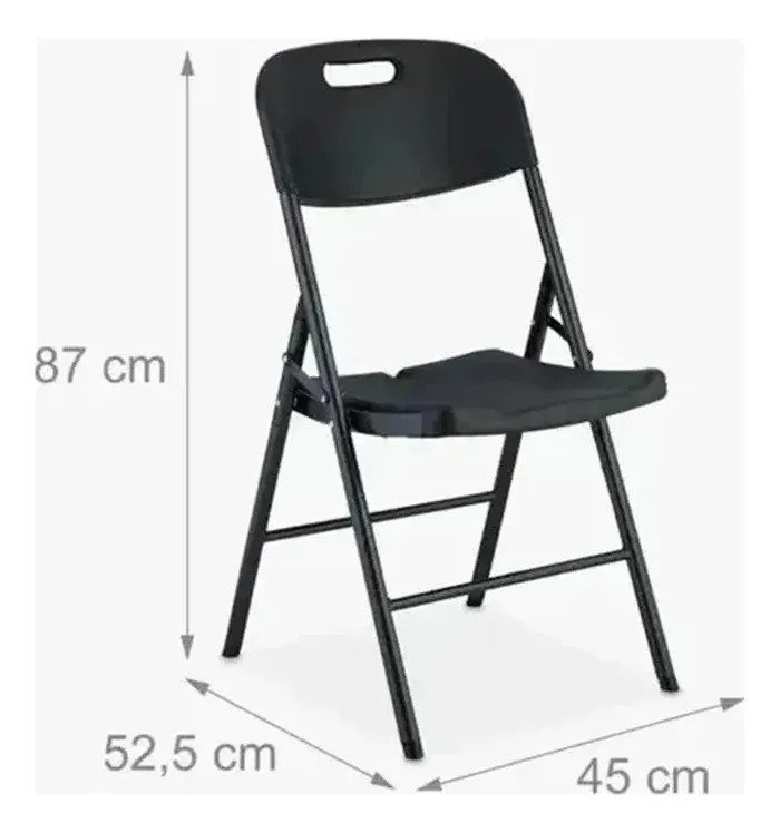Silla Plegable Reforzada Negra Combo X6 Unidades Hogar - Image 2