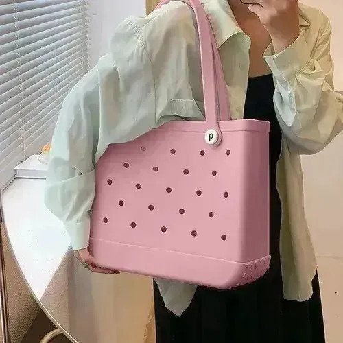 Cartera Bolso Playero Klh Home Bolso Playero Color Rosa Pálido Lisa - Image 2