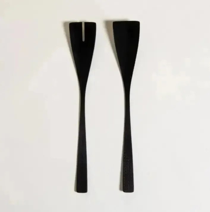 Set X2 Cubiertos De Ensalada Negro Premium Recto Exclusivo