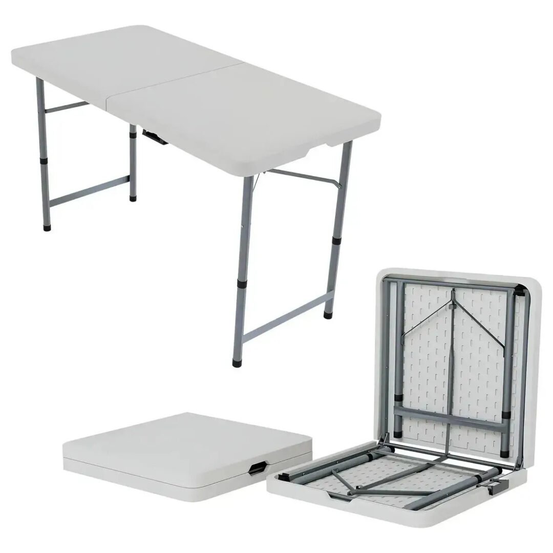 Mesa Plegable 120 Cm Plastica Ajustable Con 3 Alturas