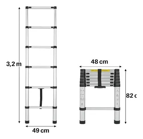 Escalera Telescopica Plegable Extensible Aluminio 3.2 Mts - Image 3