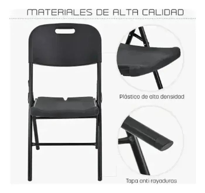 Silla Plegable Reforzada Negra Combo X6 Unidades Hogar - Image 4
