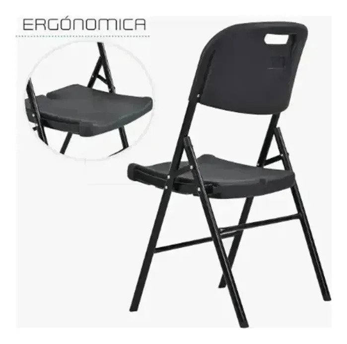 Silla Plegable Reforzada Negra Combo X6 Unidades Hogar - Image 3