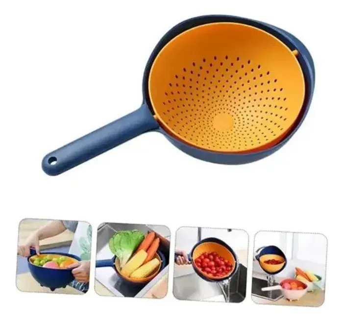 Colador Escurridor Rotativo Con Mango 2 En 1 Bowl Cocina - Image 7