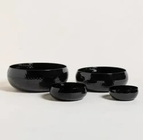 Set X4 Bowls De Acero Inoxidable Redondos Negro Premium
