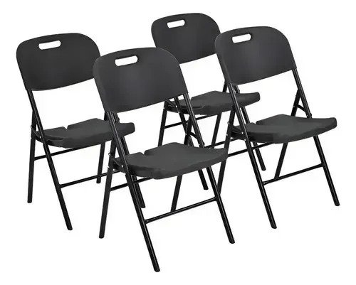 Silla Plegable Reforzada Blancas Negras X4 Unidades