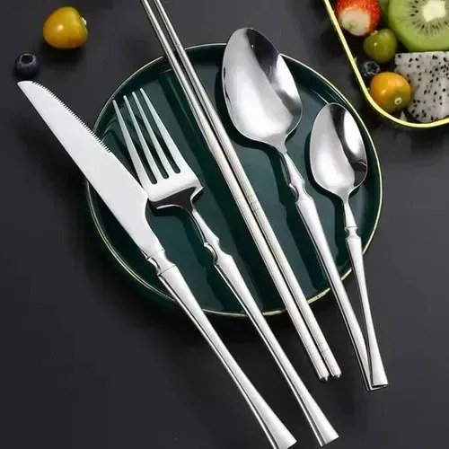 Set X24 Piezas Cubiertos Acero Inox Tenedor Cuchillo Pulidos - Image 2