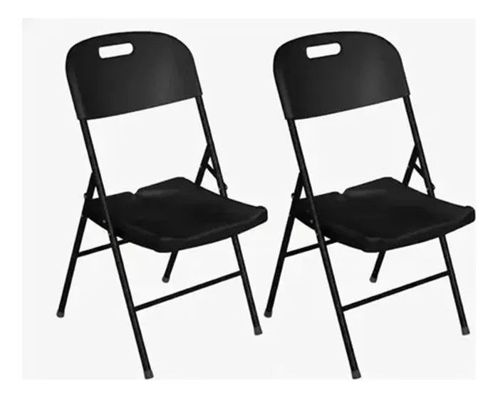Silla Plegable Reforzada Negro O Blanco X2 Unidades Jardin