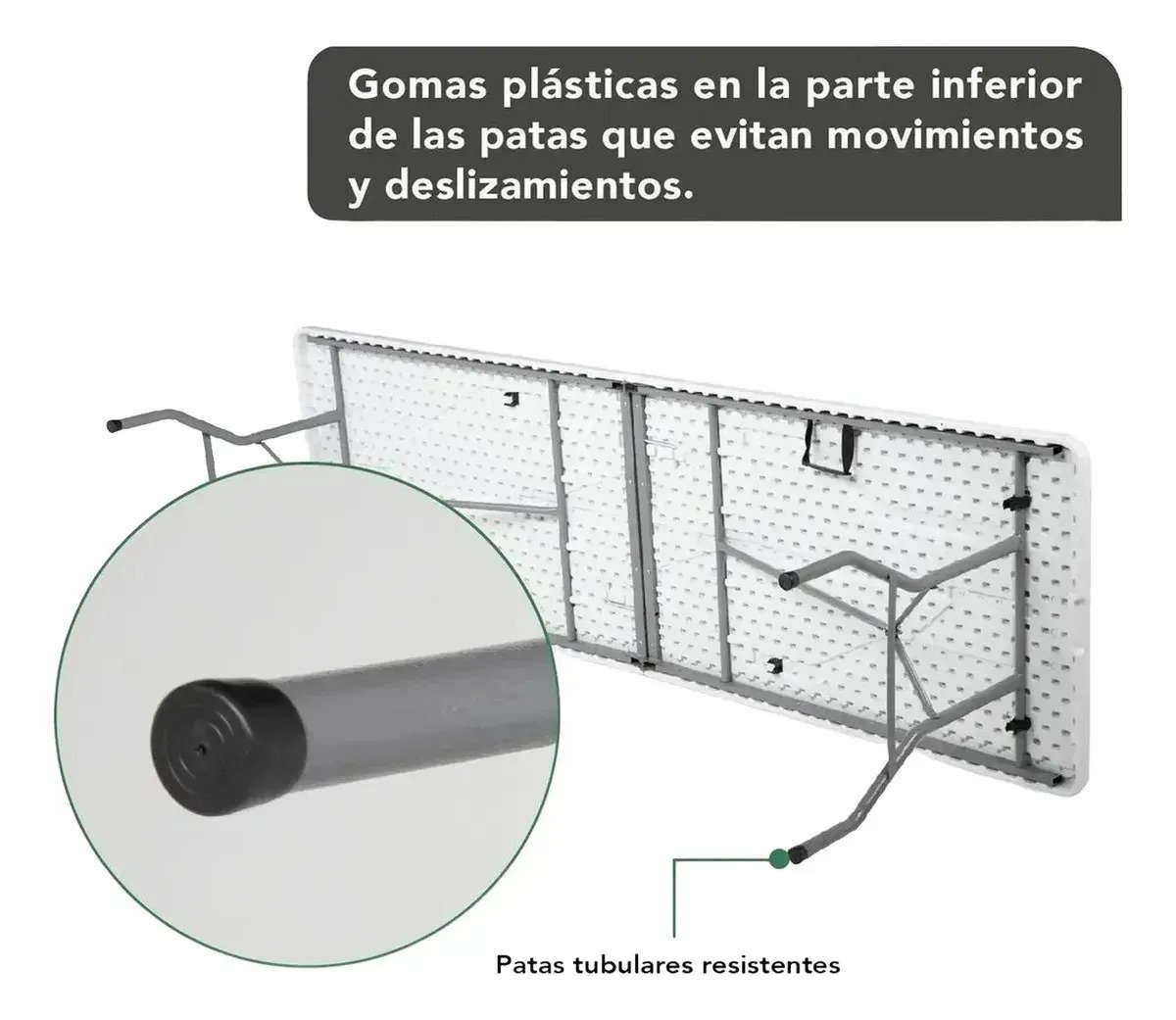 Mesa Plegable Rectangular 240 Cm Valija Playa Picnic Blanco - Image 4