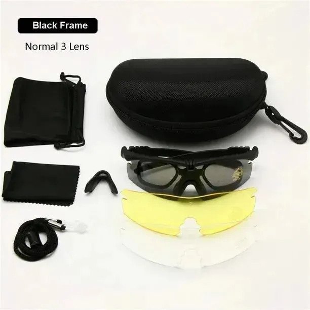 Gafas Tácticas Seguridad Anteojos 3 Lentes Intercambiables Negro - Image 6