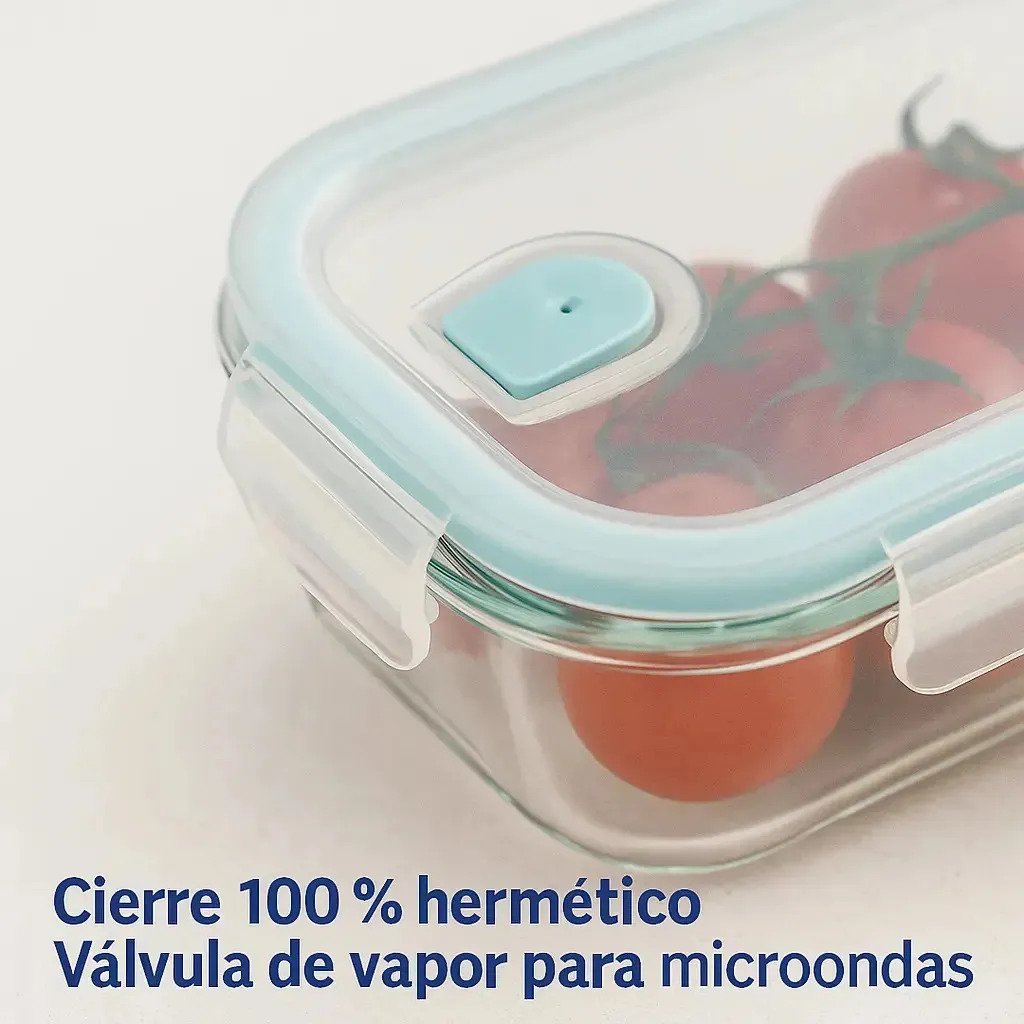 Set X4 Taper Rectangular Vidrio Hermetico Horno Frezer Micro - Image 6