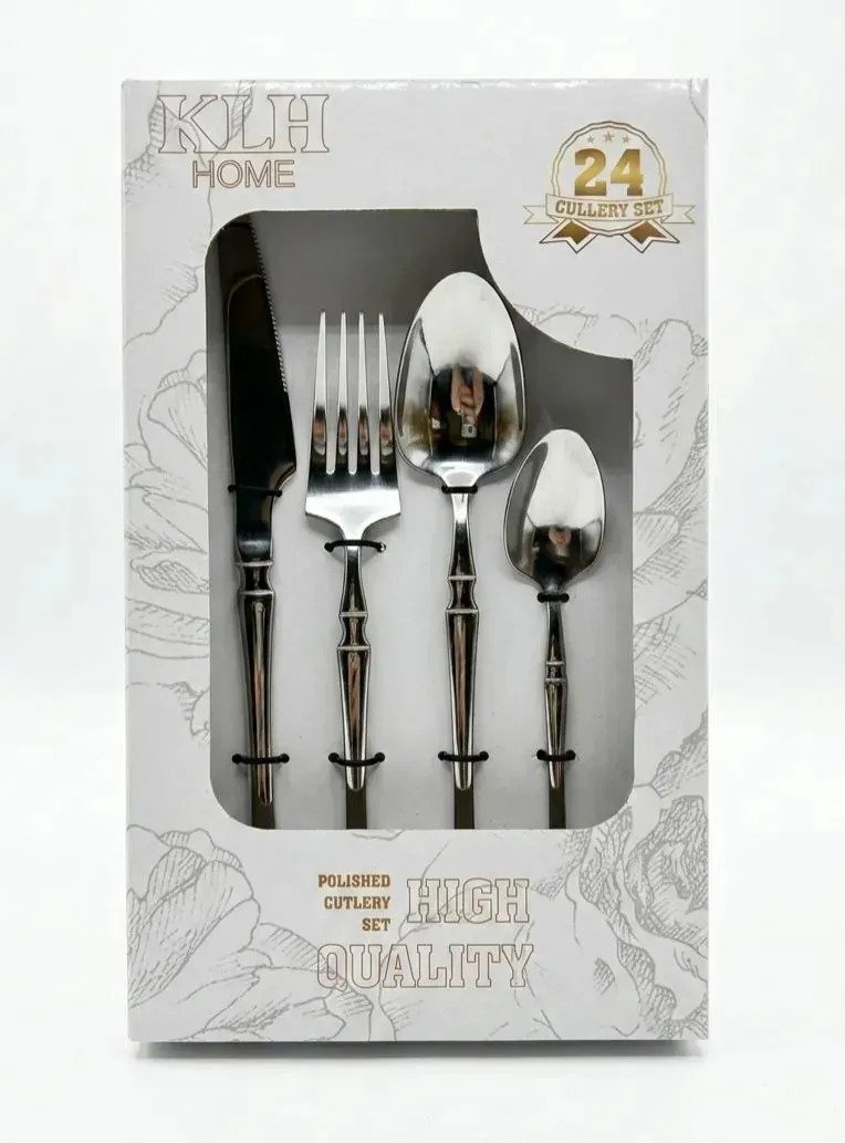 Set X24 Piezas Cubiertos Acero Inox Tenedor Cuchillo Pulidos - Image 4